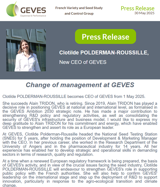 Press Release: New GEVES CEO