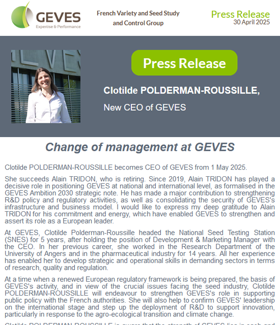 Press Release: New GEVES CEO